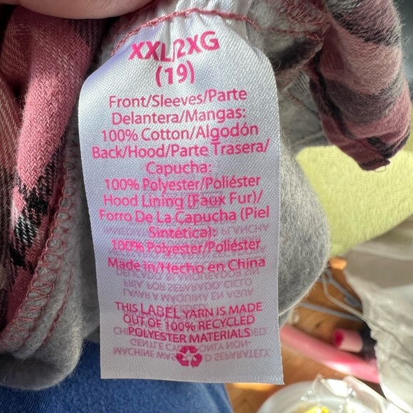 NWT No Boundaries Women's Sz XXL Flannel/Sherpa Sweatshirt Pink/Gray Super Soft - Picture 8 of 8